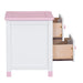 Wooden Nightstand with Two Drawers for Kids,End Table for Bedroom,White+Pink(Old SKU: WF297965AAH) - DTYStore