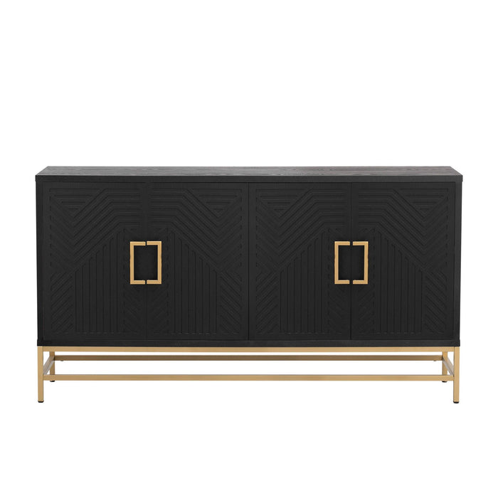 TREXM Retro Style Sideboard with Adjustable Shelves, Rectangular Metal Handles and Legs for Kitchen, Living room, and Dining Room (Black)