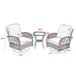 3 Pieces Outdoor Swivel Rocker Patio Chairs, 360 Degree Rocking Patio Conversation Set with Thickened Cushions and Glass Coffee Table for Backyard, Grey - DTYStore