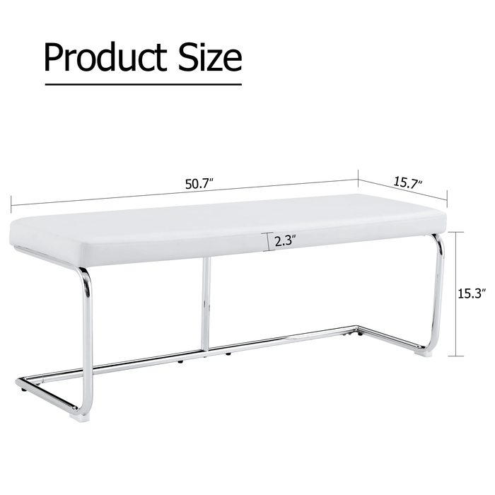 White Shoe Changing Stool, Silver Metal Legs, Sofa Stool Dining Chair, suitable for bedroom ,fitting room, storage room, dining room, living room.