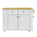 48inch Large Kitchen Island with 2 Bar Stools, Power Outlet, Door Internal Storage Rack, Kitchen Storage Cart on 5 Wheels with Drop Leaf, 5 Open Side Racks, 2 Drawers,for Kitchen,Dining Room,White - DTYStore