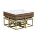 Modern Square Lift-Top Coffee Table Set with Storage & 4 Ottomans White & Walnut - DTYStore