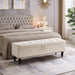 59" Bed Bench Ottoman with Storage Beige Fabric