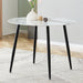 A modern minimalist circular dining table with a diameter of 40 inches, a 0.3 inch thick imitation marble pattern tabletop and black metal legs 40 '* 40' * 30 'DT-1164