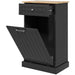 Kitchen Tilt Out Trash Bin Cabinet Free Standing Recycling Cabinet Trash Can Holder With Drawer, Black