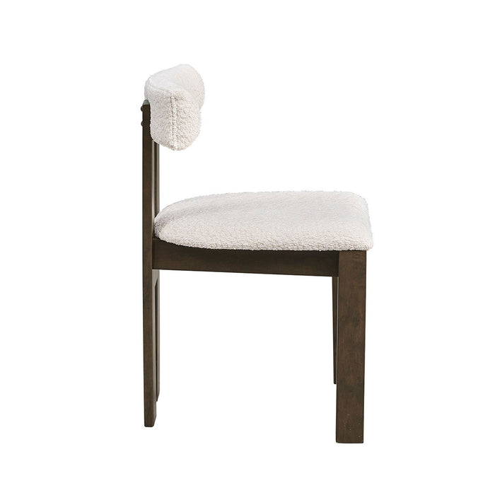 Wooden Dining Chairs Set of 2, Modern Boucle Upholstered Kitchen Side Chairs,Mid Century Modern Kitchen Chairs with Open Back Farmhouse Wooden Side Chairs for Dining Room,Living Room,Restaurant - DTYStore