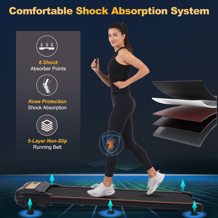 Wood Grain Decoration Walking Pad Under Desk Treadmill for Home Office -2.5HP Walking Treadmill With Incline 0.5-4MPH 300LBS Capacity Treadmill for Walking Running - Remote Control - DTYStore