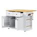 48inch Large Kitchen Island with 2 Bar Stools, Power Outlet, Door Internal Storage Rack, Kitchen Storage Cart on 5 Wheels with Drop Leaf, 5 Open Side Racks, 2 Drawers,for Kitchen,Dining Room,White - DTYStore