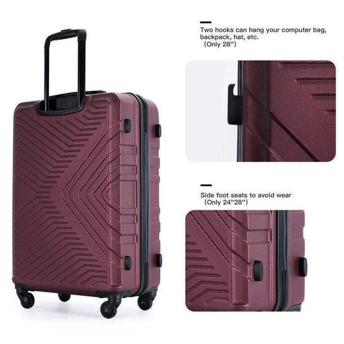 3 Piece Luggage Sets ABS Lightweight Suitcase with Two Hooks, Spinner Wheels, TSA Lock