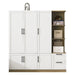 3 Door Wooden Storage Wardrobe for Dedroom with Shelves and 2 Drawers, Side Storage Shelves,White - DTYStore