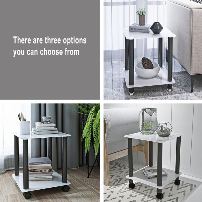 Modern 2-Tier Side Table with Storage Shelf, Sofa Table, and Night Stand