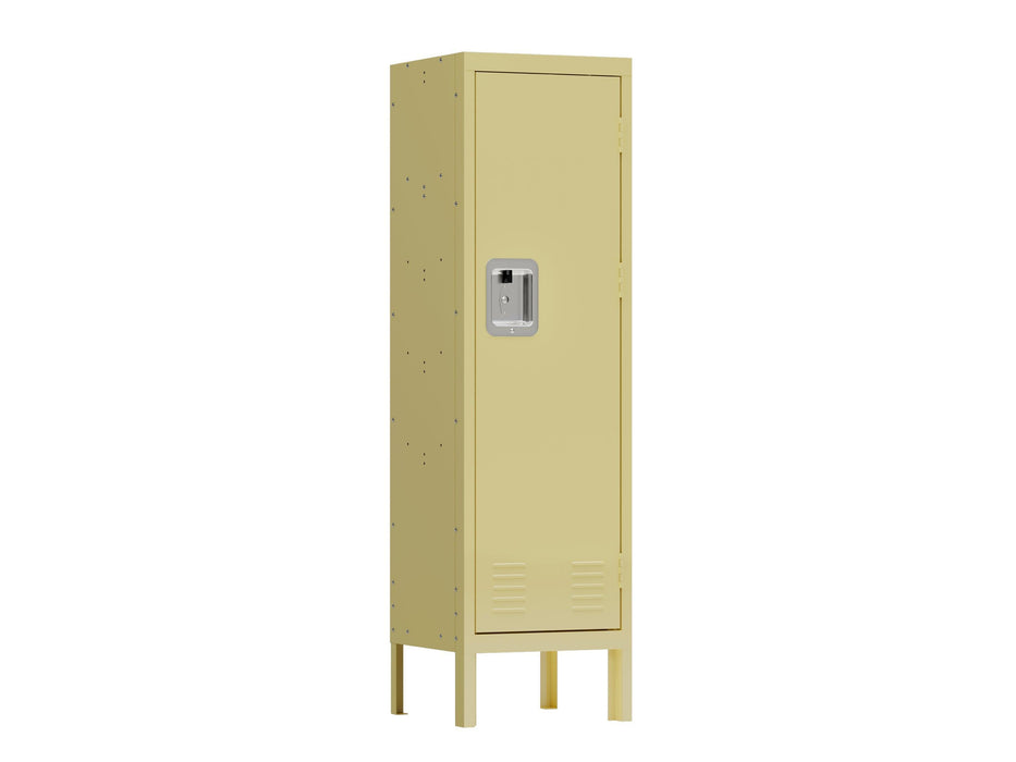 1 Door Tall Single Metal Locker-Retro Style Storage Cabinet--Industrial Furniture--For Living Room/Bedroom/Storage Room/Gym/School--Yellow