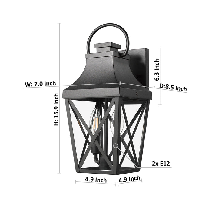 Outdoor Wall Lights, Porch Lights, Waterproof Outdoor Wall Sconce, Exterior Light Fixture Matte Black with Clear Glass Shade for Garage Patio Front Door Balcony (1 pack) - DTYStore