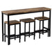 Counter Height Extra Long Dining Table Set with 3 Stools Pub Kitchen Set