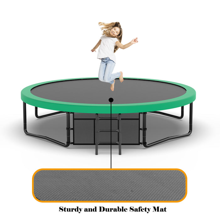 14FT Trampoline with Enclosure - Recreational Trampolines with Ladder and AntiRust Coating, ASTM Approval Outdoor Trampoline for Kids - DTYStore