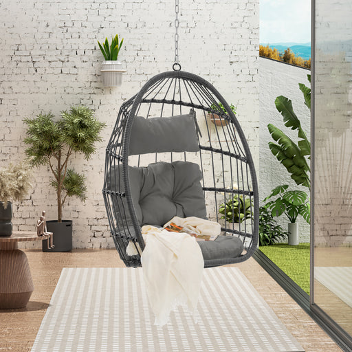 Outdoor Garden Rattan Egg Swing Chair Hanging Chair - DTYStore