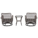 3 Pieces Outdoor Swivel Rocker Patio Chairs, 360 Degree Rocking Patio Conversation Set with Thickened Cushions and Glass Coffee Table for Backyard, Grey - DTYStore