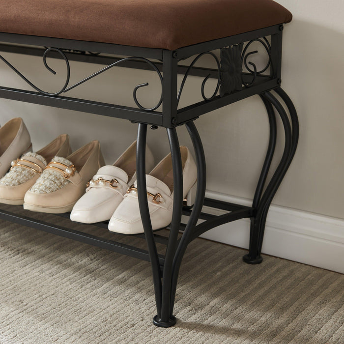 Shoe Rack Bench for Entryway, Industrial Bench, Rustic Shoe Rack for Small Spaces, Upholstered Entryway Bench, Multipurpose Entryway - DTYStore