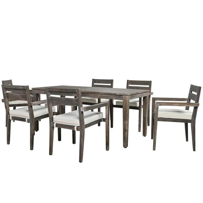 U_Style Acacia Wood Outdoor Dining Table And Chairs Suitable For Patio, Balcony Or Backyard - DTYStore