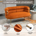 COOLMORE Small Loveseat Sofa, Upholstered Mini Couch with Curved Backrest with Stylish Golden Decor, Small Comfy Love Seat Leisure Accent Couch for Living Room, Bedroom, Office (Orange)