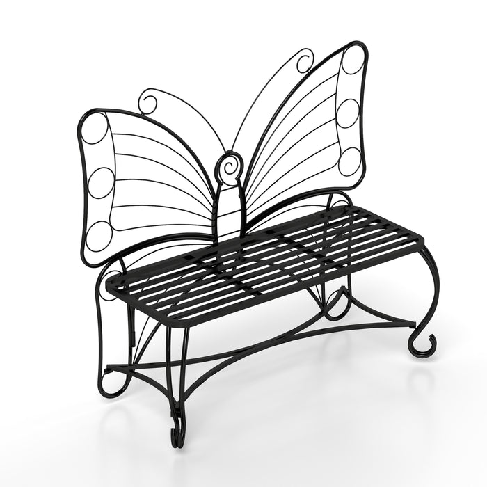 Butterfly Cast Metal Garden Bench, Outdoor Bench Patio Seat, Park Bench Outdoor Seating for Garden, Yard, Park, Entryway - DTYStore