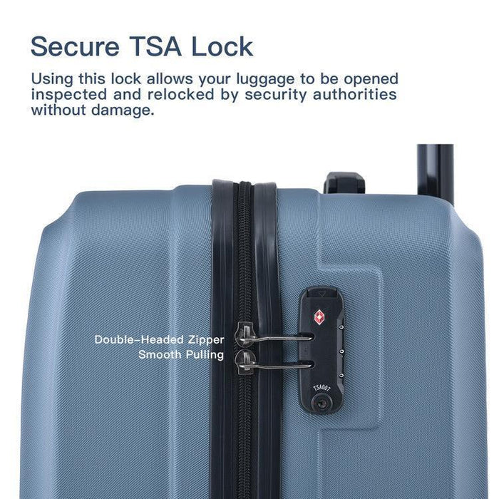 3 Piece Luggage Sets ABS Lightweight Suitcase with Two Hooks, Spinner Wheels, TSA Lock