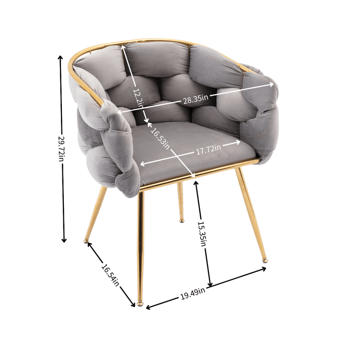 Luxury modern simple leisure velvet single sofa chair bedroom lazy person household dresser stool manicure table back chair gray - DTYStore