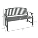Outsunny 46' Outdoor Garden Bench, Metal Bench, Wood Look Slatted Frame Furniture for Patio, Park, Porch, Lawn, Yard, Deck, Gray - DTYStore