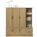 3 Door Wooden Storage Wardrobe for Dedroom with Shelves and 2 Drawers, Side Storage Shelves,Nature - DTYStore