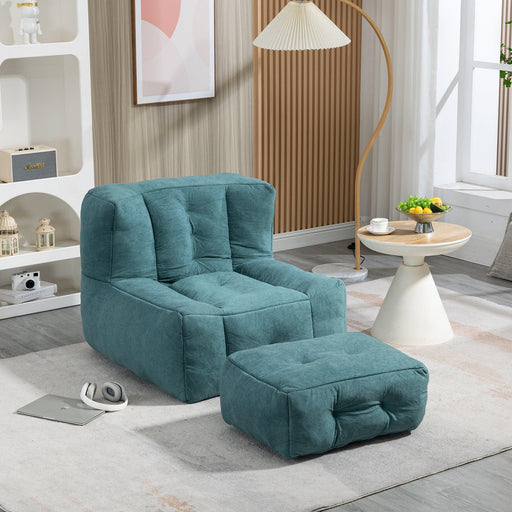 Fluffy bean bag chair, comfortable bean bag for adults and children, super soft lazy sofa chair with memory foam and ottoman, indoor modern focus bean bag chair for living room, bedroom, apartment - DTYStore