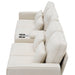 Modern Upholstered Sofa with Console, Cupholders, USB Ports, and 4 Pillows for Living Room - DTYStore