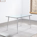 Modern Minimalist Rectangular Glass Dining Table for 4-6 with 0.31" Tempered Glass Tabletop and Silver plating Metal Legs, Writing Table Desk, for Kitchen Dining Living Room, 51" *31"* 30"