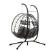 2 Persons Egg Chair with Stand Indoor Outdoor Swing Chair Patio Wicker Hanging Egg Chair Hanging Basket Chair with Stand for Bedroom Living Room Balcony - DTYStore