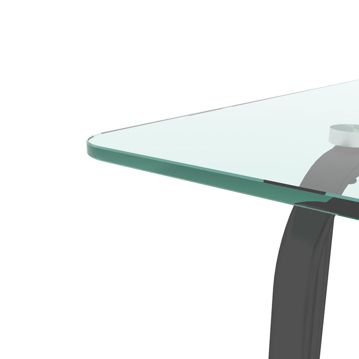 Rectangle Dining Table with Metal Frame, Tempered Glass for Kitchen Room