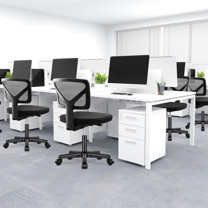 Armless Desk Chair Small Home Office Chair with Lumbar Support - DTYStore
