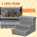 3-Steps Pet Stairs with Storage, Dog Steps for Couch, Bed, Pet Steps for Injured Pet, Older Pets, Small Cats, gray