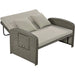 PE Wicker Rattan Double Chaise Lounge, 2-Person Reclining Daybed with Cushions and Cover