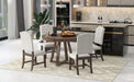 5-Piece Retro Functional Dining Set, Round Table with 16"W Leaf and 4 Upholstered Chairs