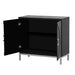 Simple Storage Cabinet Accent Cabinet with Solid Wood Veneer and Metal Leg Frame for Living Room, Entryway, Dining Room (Black)