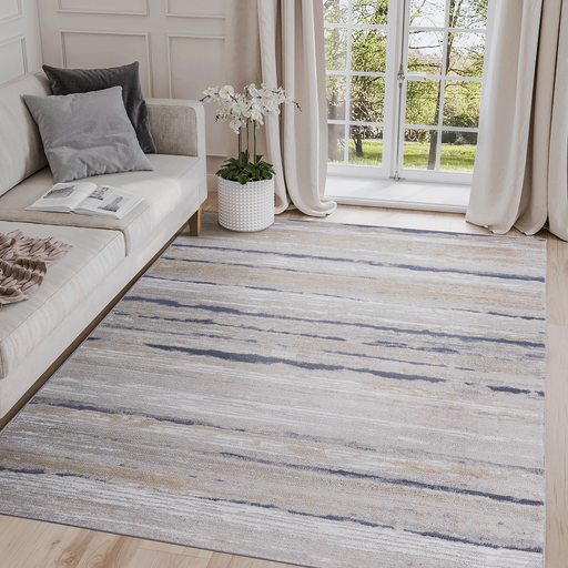 DTY Signature Collection 8X10 Ivory/Blue /Striped Non-Shedding Living Room Bedroom Dining Home Office Stylish and Stain Resistant Area Rug - DTYStore