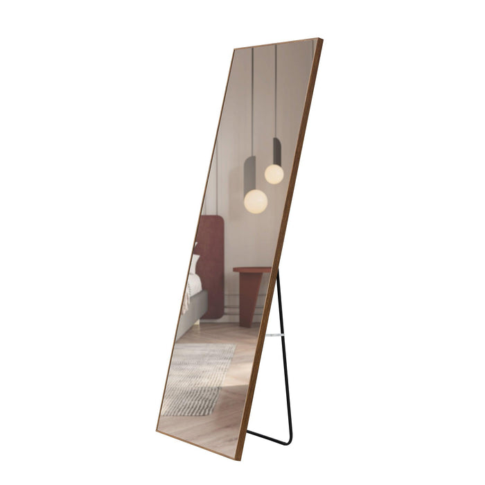 Brown Solid Wood Frame Full-length Mirror, Dressing Mirror, Bedroom Home Porch, Decorative Mirror, Clothing Store, Floor Mounted Large Mirror, Wall Mounted.63"*19"