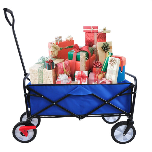 Folding Wagon Garden Shopping Beach Cart (blue) - DTYStore