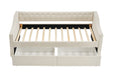 Twin Size Upholstered Daybed with Storage Drawers, Solid Wood Sofábed Bed Frame with Velvet Fabric & Wood Slat Support for Bedroom, Living Room, Office,Beige - DTYStore