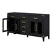 6-drawer and 2-Cabinet Retro Sideboard with Extra Large Storage Space and Gold Handles