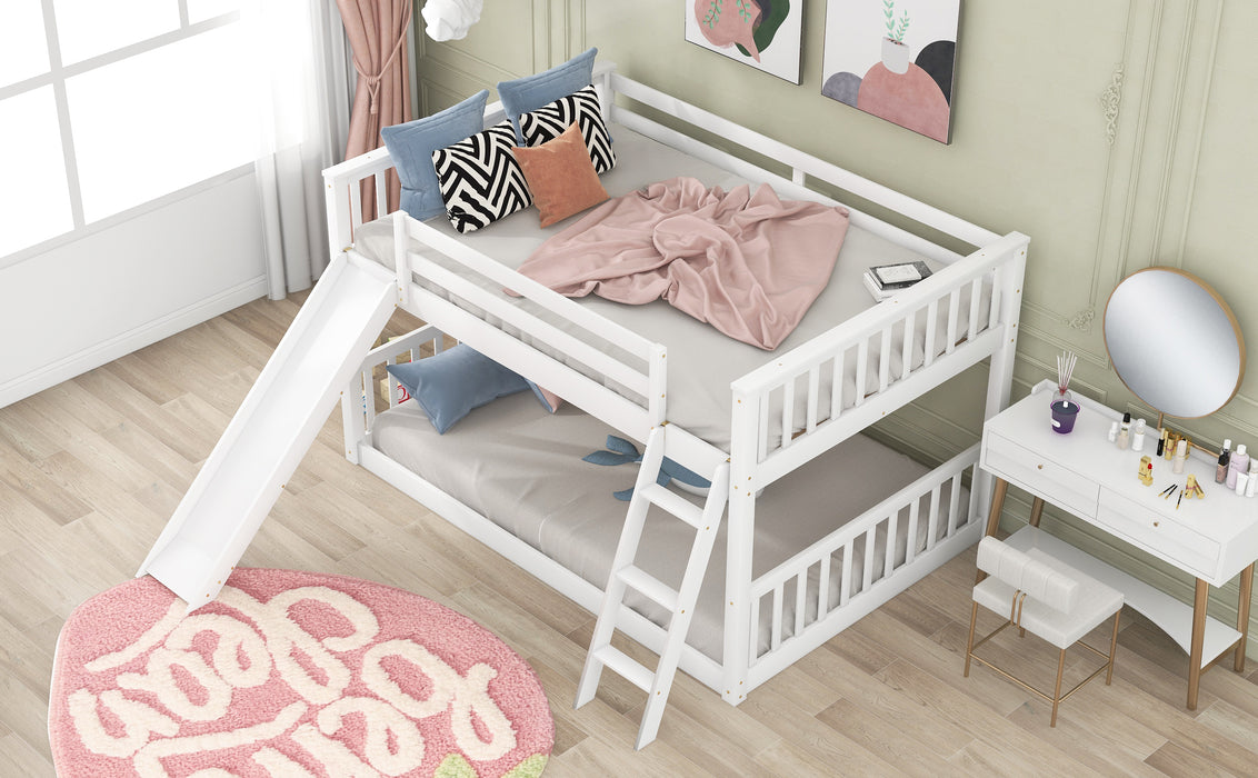 Full over Full Bunk Bed with Convertible Slide and Ladder, White(Old SKU: GX000708AAK) - DTYStore