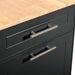 Fluted Kitchen Island with Trash Can Storage Cabinet, Power Outlet, Internal Storage Rack, Rolling Kitchen Islands on 5 Wheels with 3 Drawer, 3 Open Side Racks for 10 Gallon Garbage Bin, Black - DTYStore