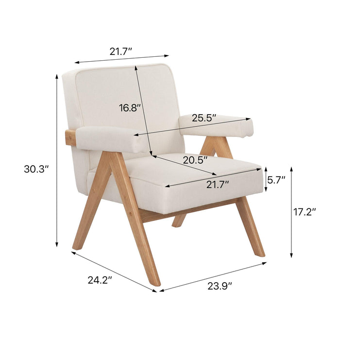 wooden leg leisure chair with handrails, cushions.uitable for living room, bedroom, study and other occasions, set of 1 - DTYStore