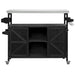 Outdoor Kitchen Island, Rolling Bar Cart & Storage Cabinet, Farmhouse Solid Wood Outdoor Grill Table with Stainless Steel Top, Spice Rack , Towel Rack for Kitchen & Barbecue, Black - DTYStore