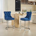 25' Counter Height Bar Stools Set of 2, Modern Velvet Barstools with Button Back&Rivet Trim Upholstered Kitchen Island Chairs with Sturdy Chromed Metal Base Legs Farmhouse Bar Stools, (Blue,2 Pack) - DTYStore