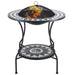 30" Outdoor Fire Pit Dining Table, 3-in-1 Round Wood Burning Fire Pit Bowl, Patio Ice Bucket with Storage Shelf, Spark Screen Cover for BBQ, Bonfire, Camping, Mosaic